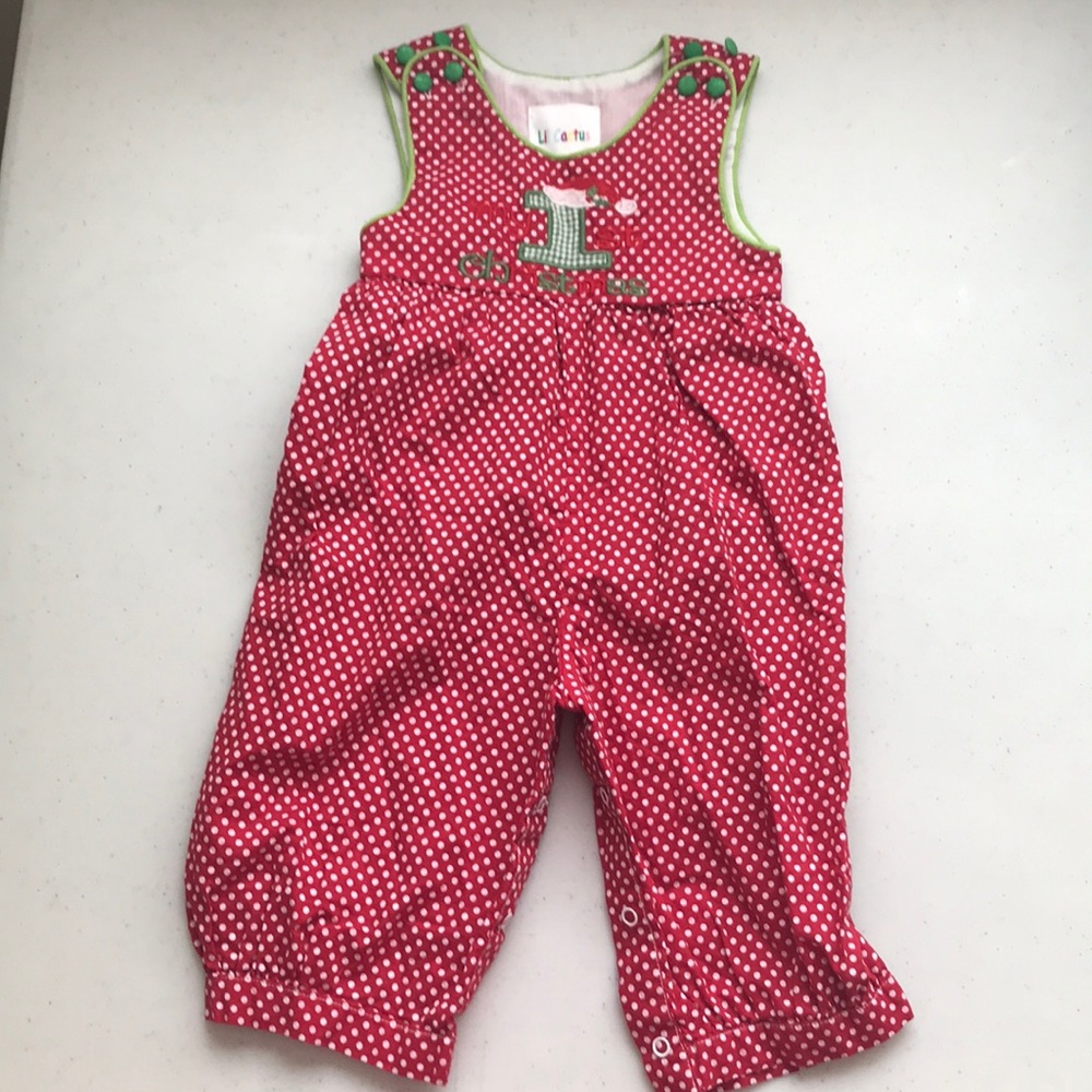 5/$25 LIL CACTUS First Christmas Overalls Adjust